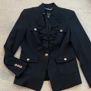 WHBM Black Ruffled Blazer